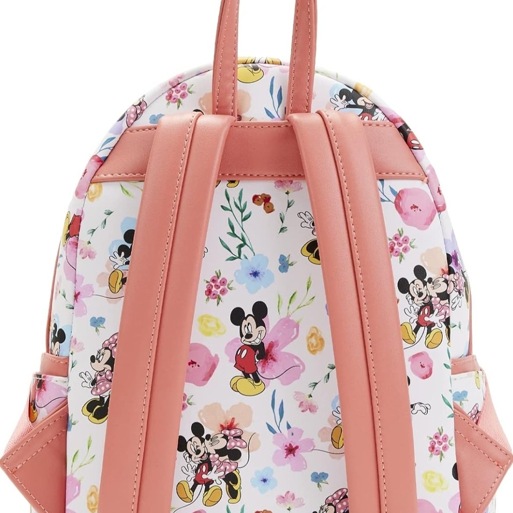 Loungefly Disney Mickey Minnie Mouse Mini Backpack Handbag AOP Floral EXCLUSIVE - Picture 3 of 5